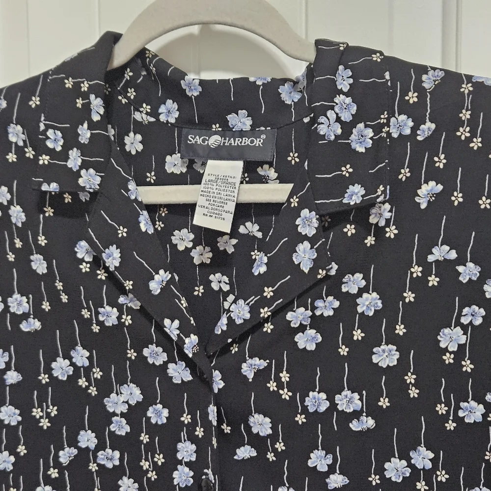 Sag Harbor Black and Blue Floral Shirt - Picture 2 of 9